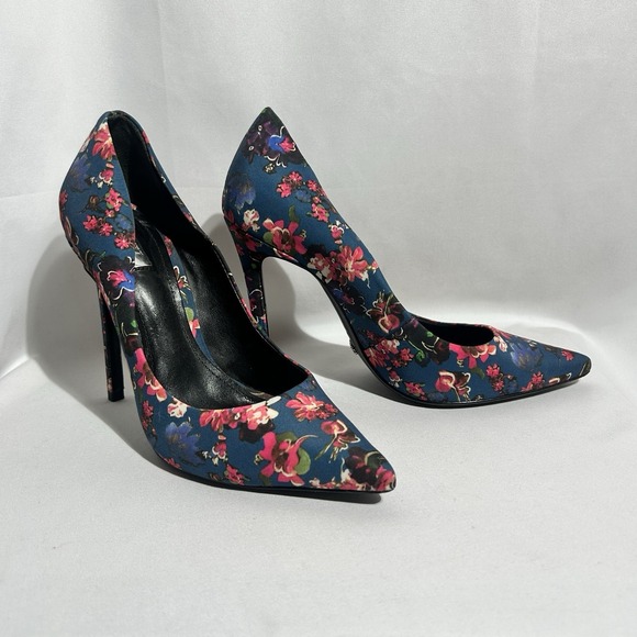SCHUTZ Shoes - Schutz Gilberta Floral Pointed Toe Pumps Blue Pink Stiletto Heels 8B Silky